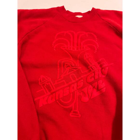 Vtg Kansas City Jazz Fruit of the Loom Crewneck Sweatshirt Red Size XL Unisex - Picture 3 of 4